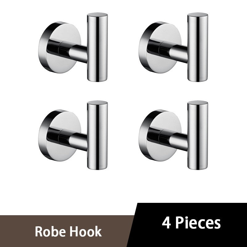 Juego de accesorios de baño con espejo brillante, barra de toalla redonda, soporte de papel higiénico, anillo de toalla, gancho para bata, bricolaje de acero inoxidable