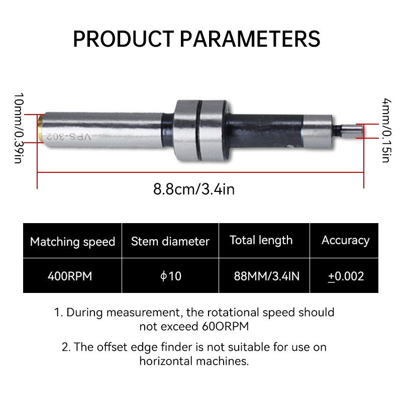 Buscador de bordes HSS mecánico de 10MM para máquina de torno de fresado, Sensor de punto táctil que incluye fresa