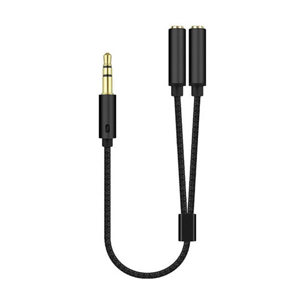 Adaptador de auriculares, micrófono y altavoz, Cable divisor Y de 3,5mm, Audio macho a 2 hembra para auriculares, Audio móvil extensible
