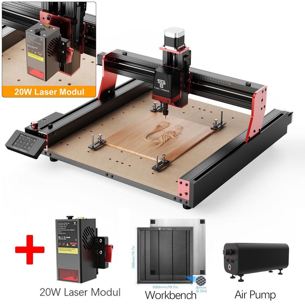 Twotrees-enrutador CNC de 3 ejes/4 ejes, fresadora y cortadora TTC450 PRO, grabador de joyería para madera, acrílico, PCB, PVC, MDF, Metal