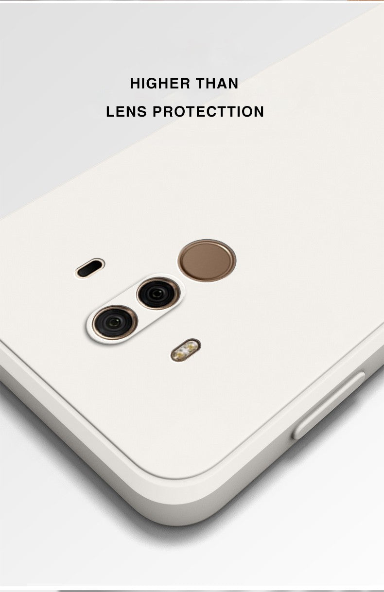 Funda de teléfono oficial de silicona líquida para Huawei Mate10 Mate 10 Pro 10Pro, cubiertas de protección de cámara de Color sólido cuadrado suave para parejas