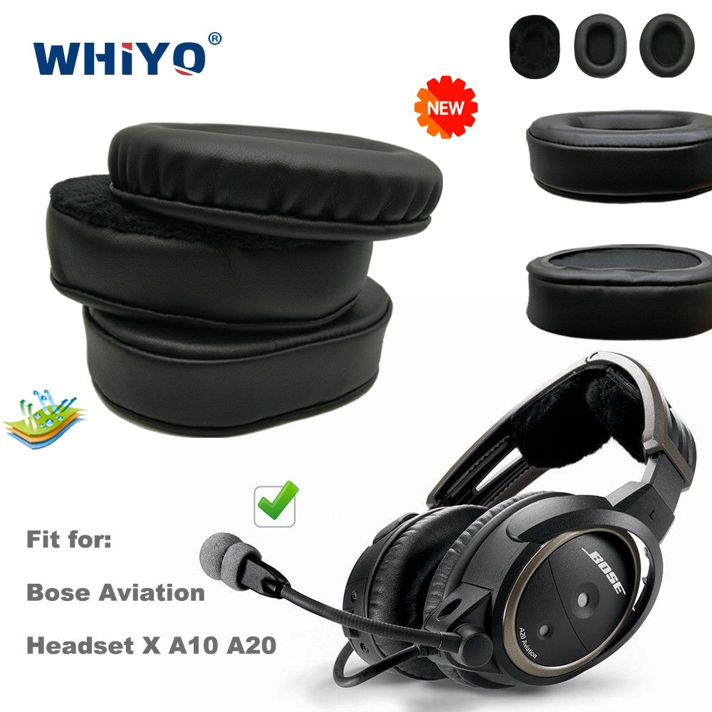 Almohadillas de repuesto para auriculares de aviación Bose X A10 A20 A 10, piezas de cuero, cojín de terciopelo, funda para auriculares