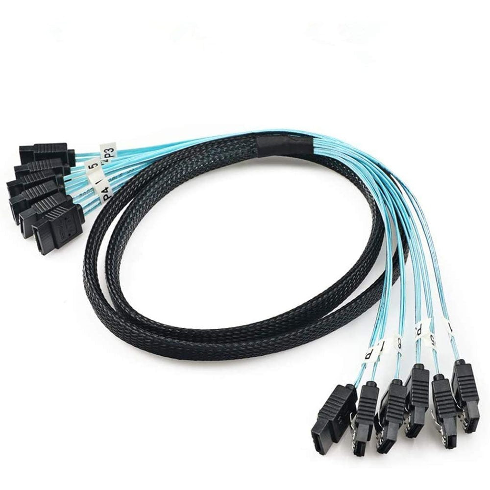 Cable SATA a SATA de 4/6 Puertos, Cable de Datos de 7 Pines SATA SAS de 6Gbps, Cable SATA a SATA para Disco Duro, para Servidor y Minería (4/6 Piezas/Juego)