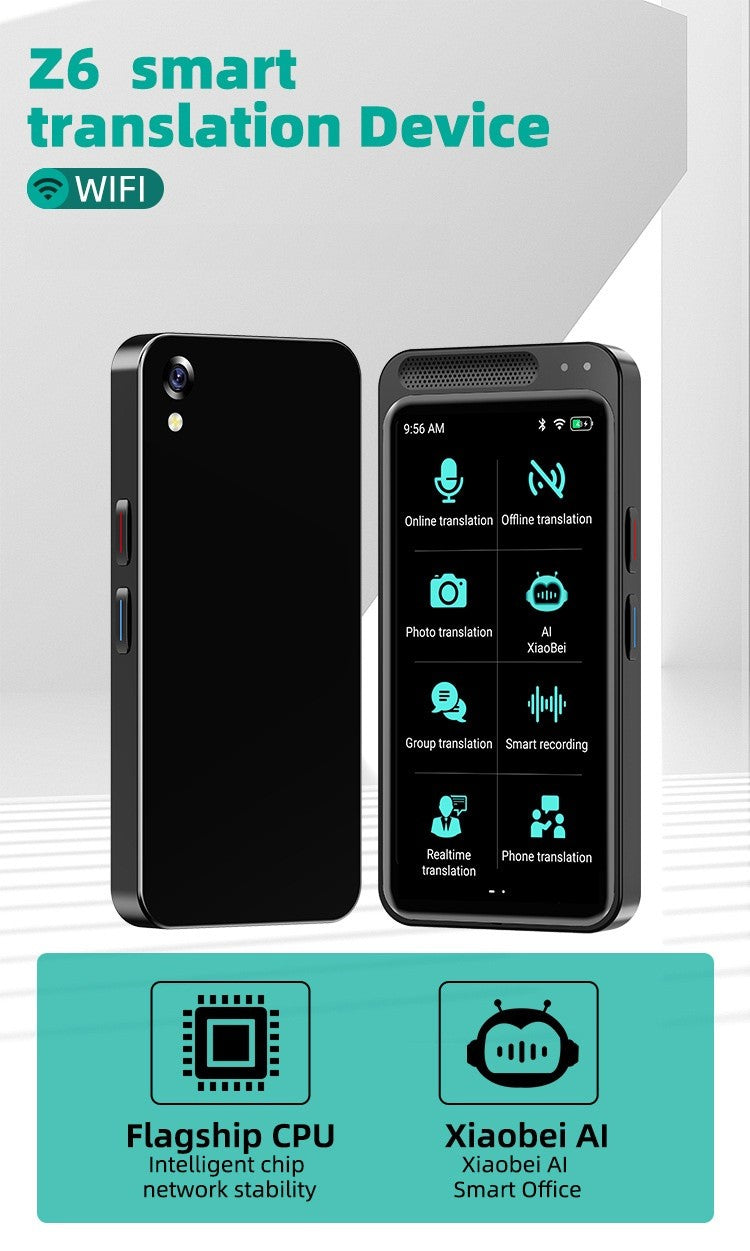 Traductor de Voz Inteligente Portátil Z6, Grabación Instantánea, 139 Idiomas, Traducción Inteligente en Tiempo Real, Máquina de Traducción Offline