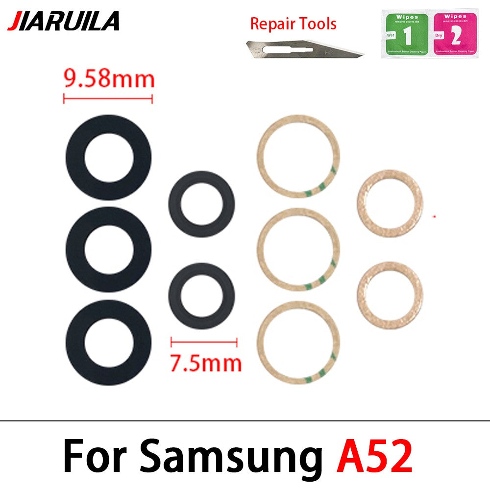 Nueva lente de cubierta de cristal de cámara trasera con adhesivo para Samsung A13 A14 23 4G A32 A52 5G A33 A53 A73 A52 A72 A82 A52S A24 A34