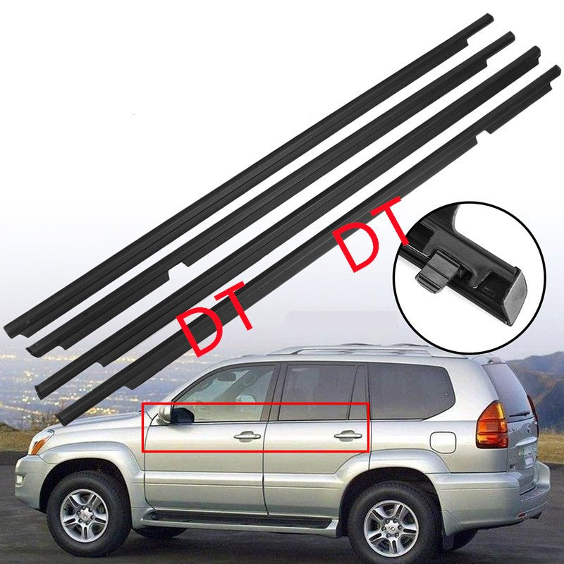4 Uds. De goma exterior cromada o negra para ventanas Lexus GX470 2003-2009, sello de burlete para Land Cruiser Prado 120 75711-60061