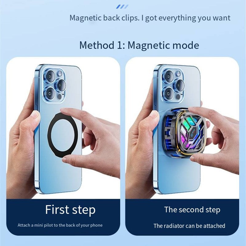 Ventilador de refrigeración de radiador móvil magnético 2 en 1 para iPhone IPAD Samsung Huawei teléfono móvil tableta ordenador refrigeración de juegos General
