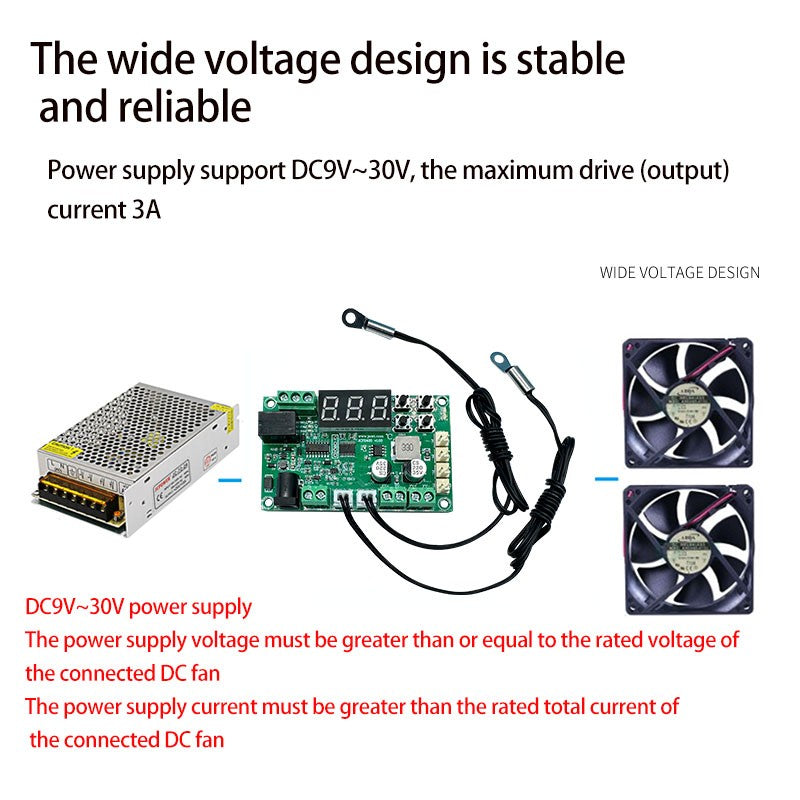Regulador de velocidad del ventilador de refrigeración, ventilador CC de 12v/24v, control de temperatura, módulo de ventilador de ordenador, regulador de velocidad digital, automatización de voltaje
