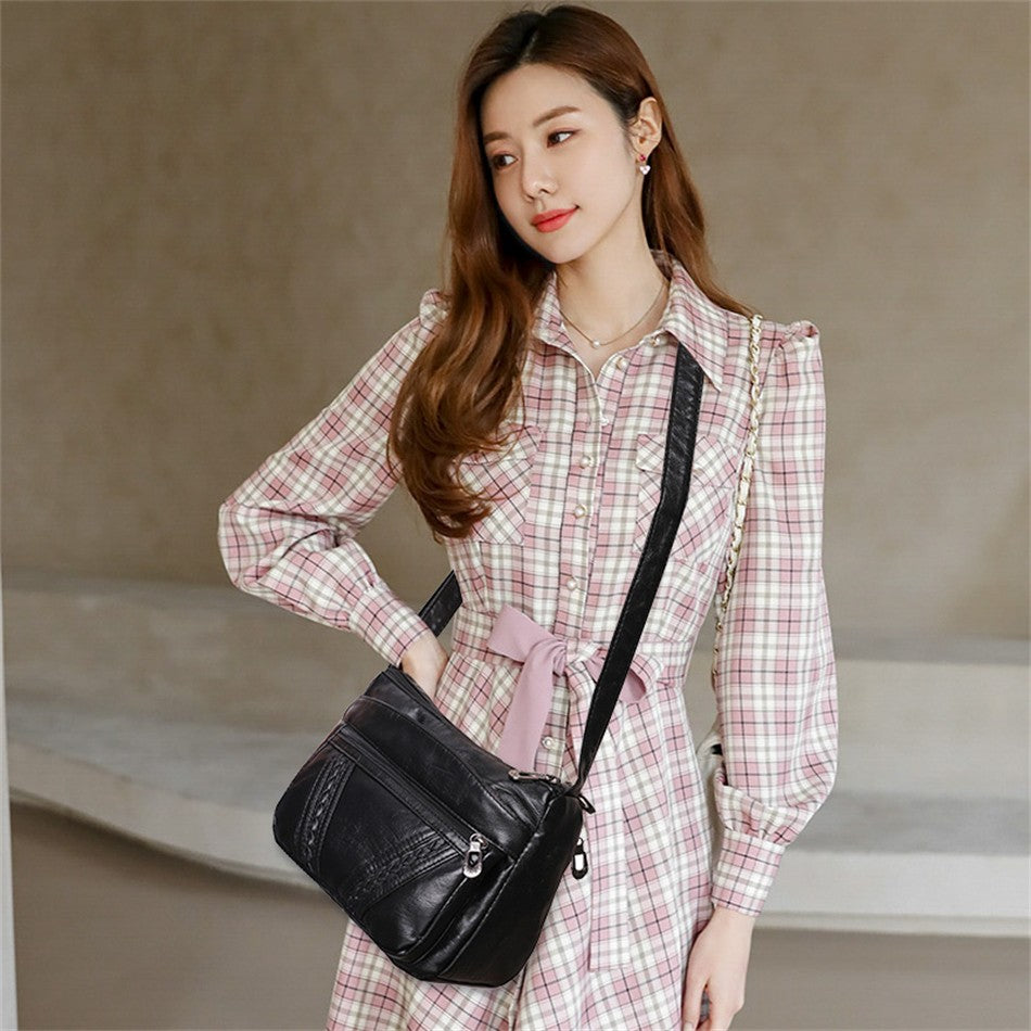 Bolso bandolera de Color liso que combina con todo, bolsos de hombro de alta capacidad para mujer, bolso de mano de piel sintética de alta calidad 2021