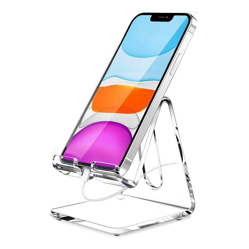Soporte de acrílico transparente para teléfono móvil, base de escritorio para teléfono inteligente, cargador de escritorio Universal, soporte para teléfono