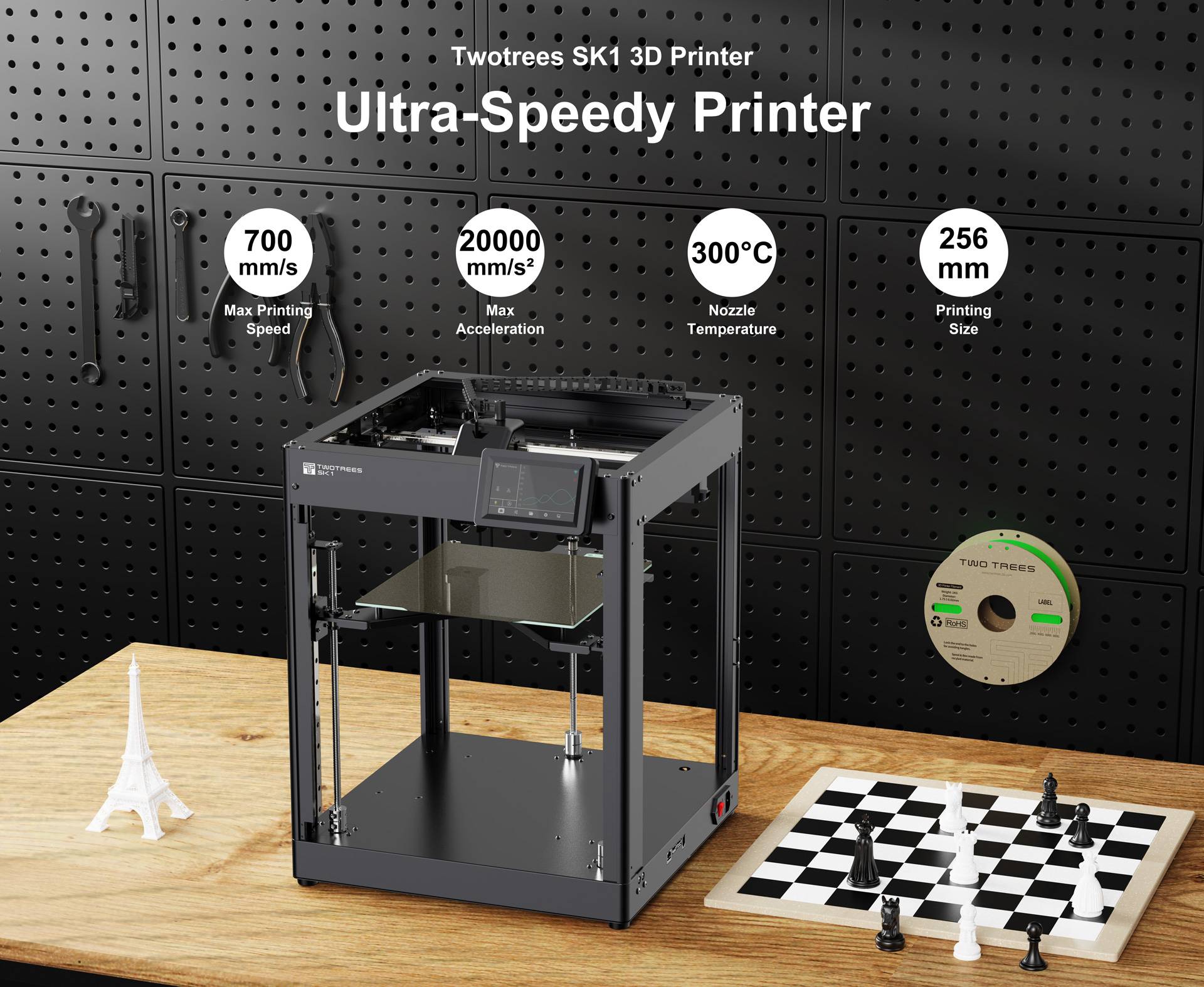 TwoTrees SK1 700 mm/s Klipper impresora 3D CoreXY con pantalla táctil a Color de nivelación automática impresión de alta velocidad impresora 3D FDM