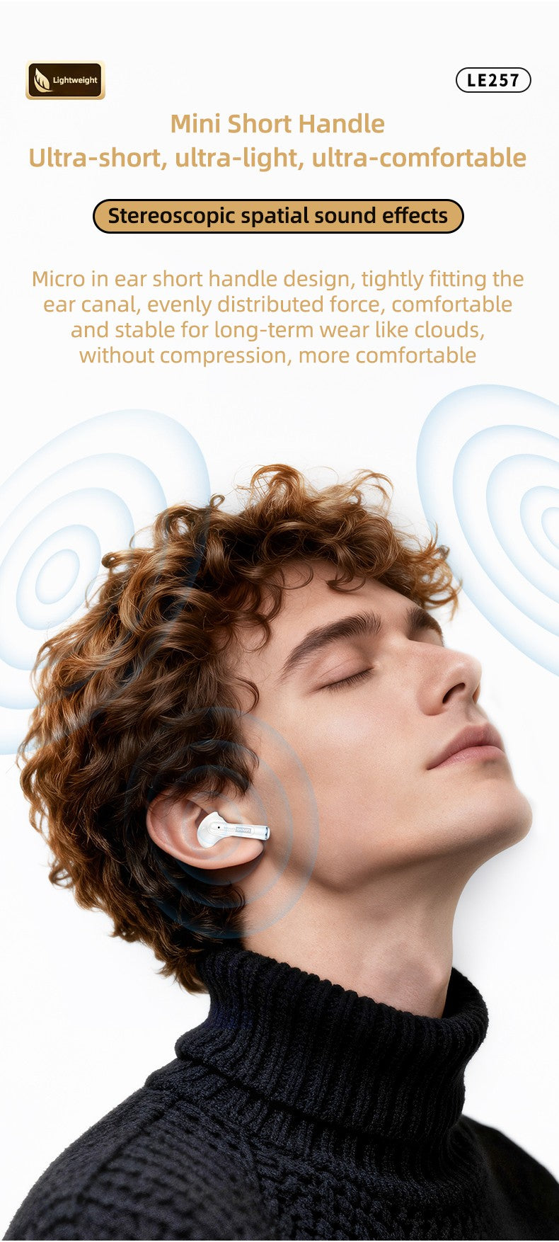 Auriculares Inalámbricos Lenovo LE257 con Bluetooth 6.0, Sonido HiFi, Cancelación de Ruido ENC, Auriculares TWS para Juegos y Deportes con Micrófono
