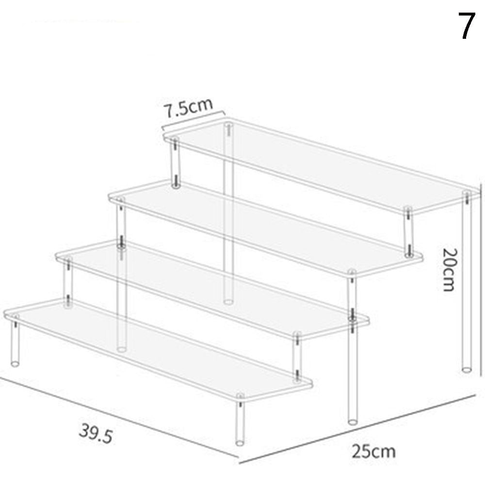 Soporte de exhibición acrílico de 1-4 niveles, estante de exhibición duradero para magdalenas, Perfume, muñeca, caja ciega Trapezoidal transparente, estante de almacenamiento
