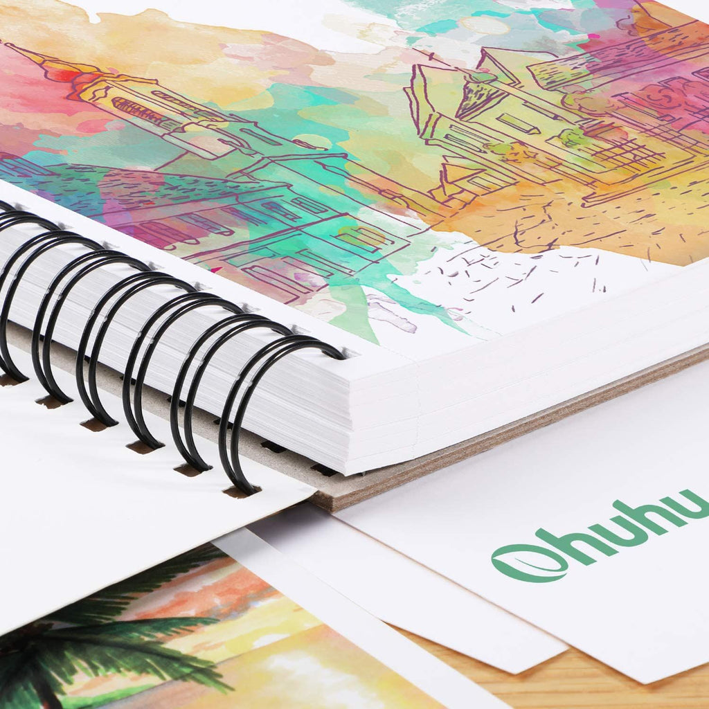 Ohuhu-alfombrilla marcadora encuadernada en espiral para marcadores de Alcohol, cuaderno de bocetos de arte, almohadilla de papel de acuarela, cuaderno de dibujo para marcadores, regalo escolar