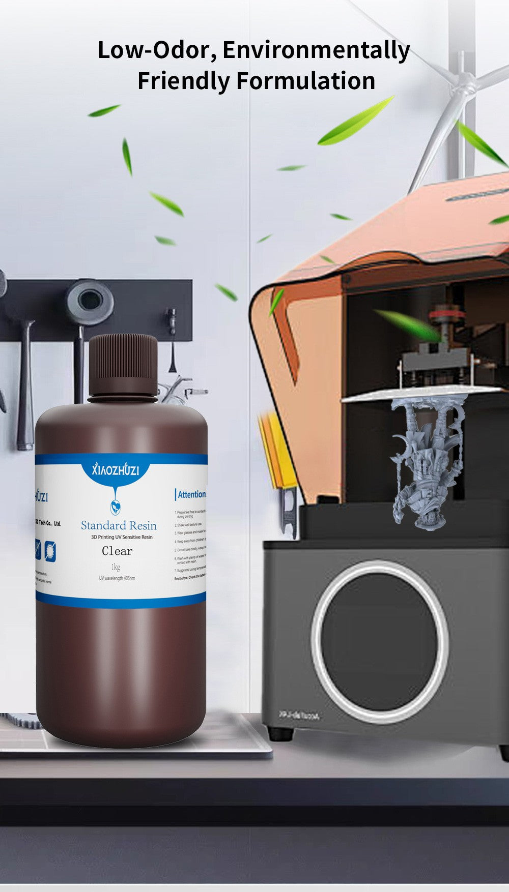 XiaoZhuzi - Resina Estándar de Curado por Luz de 405nm Compatible con Impresoras 3D Elegoo y Anycubic 405nm SLA DLP LCD.