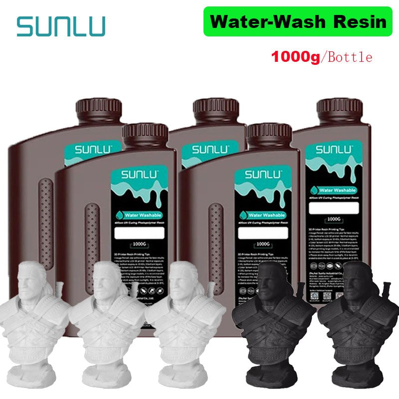 SUNLU 5KG lavado con agua ABS/resina de lavado con agua 395-405nm resina fotopolímero de curado UV resina de curado rápido para impresora 3D LCD DLP SLA