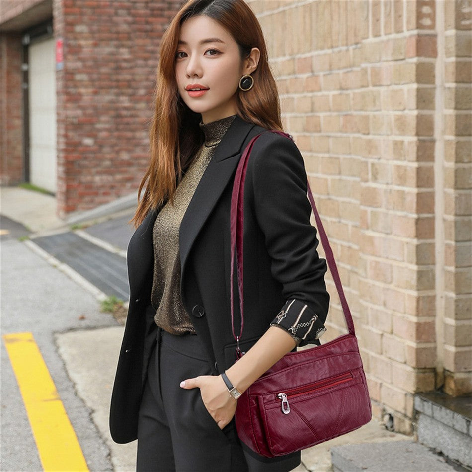 Bolso bandolera de Color liso que combina con todo, bolsos de hombro de alta capacidad para mujer, bolso de mano de piel sintética de alta calidad 2021