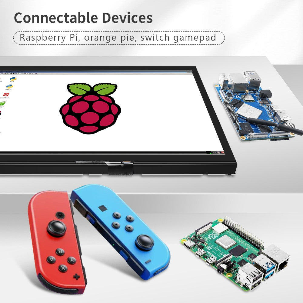 Módulo LCD de pantalla táctil capacitiva de 10,1 pulgadas con carcasa y pantalla IPS de 1024*600 de píxeles altos para Monitor de ordenador Raspberry Pi 4/3B +