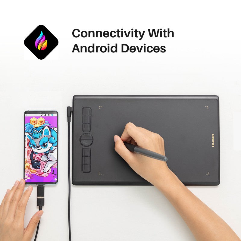 HUION tabletas gráficas H420X H580X H610X tabletas portátiles diseño de dibujo Digital animación tablero de artista Android OS compatible