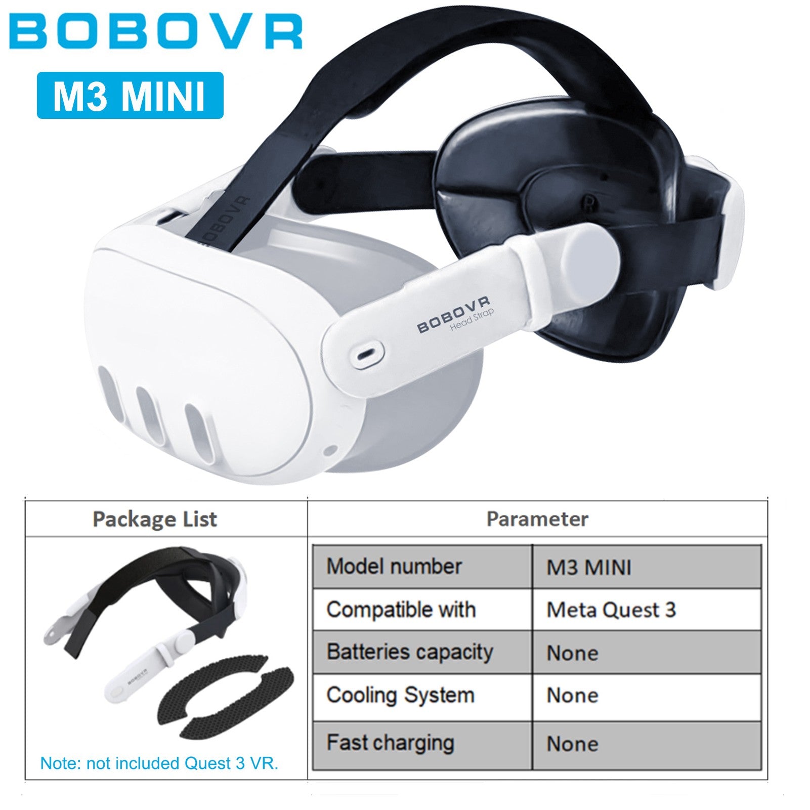 Correa para la cabeza BOBOVR para Meta Quest 3S VR S3 Pro Super Strap M3 Max con batería B100, M3 Pro con correa Halo de batería B2 M3 Mini