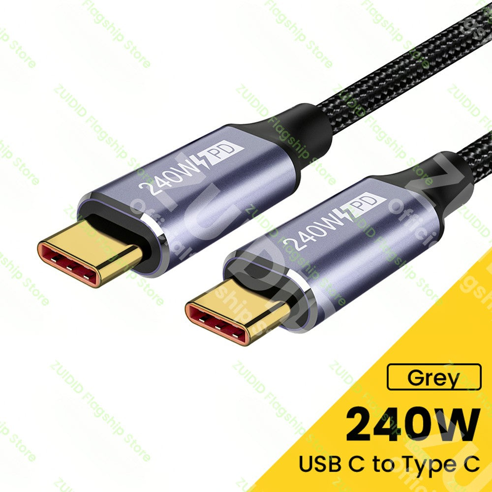 Cable USB C a tipo C de 100W PD 3,1 240W Cable cargador de carga rápida USB-C 5A Cable de datos tipo C para Macbook iPad Samsung Xiaomi 2m