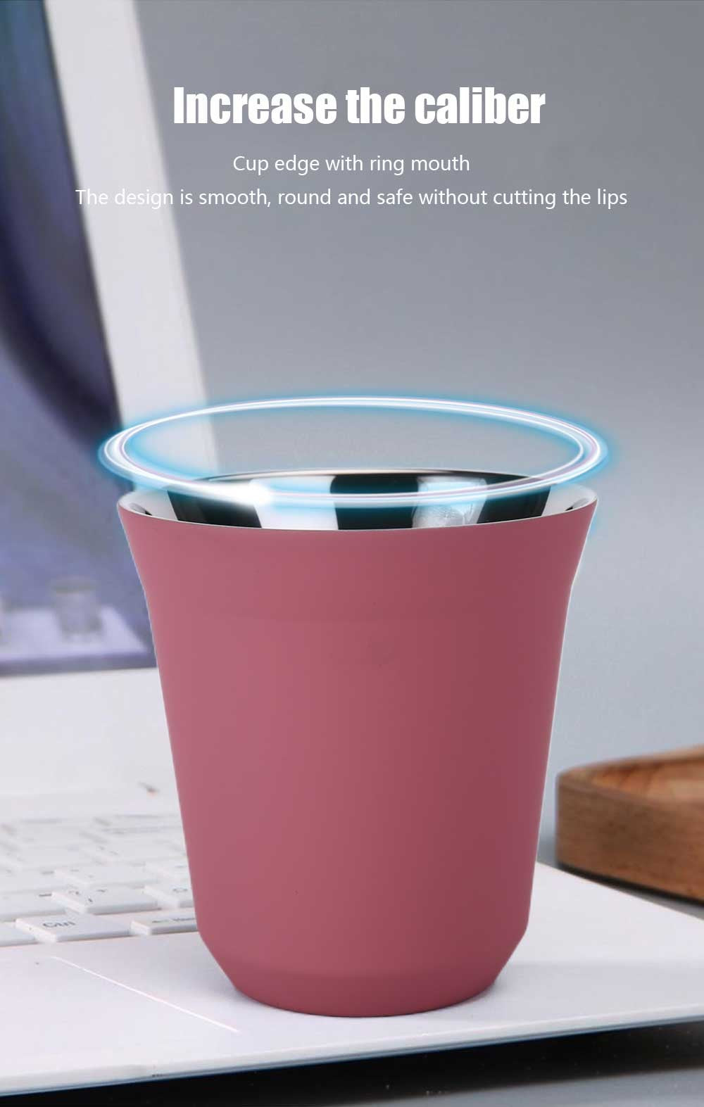Tazas de café expreso de acero inoxidable 304, tazas de café de 80ML y 160ML, aisladas, doble pared, segura, pequeña capacidad
