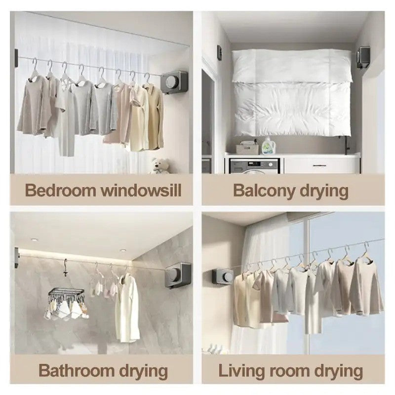 Tendedero retráctil de acero inoxidable, hilo de lavado portátil resistente para interiores y exteriores, secadora de ropa con cuerda ajustable