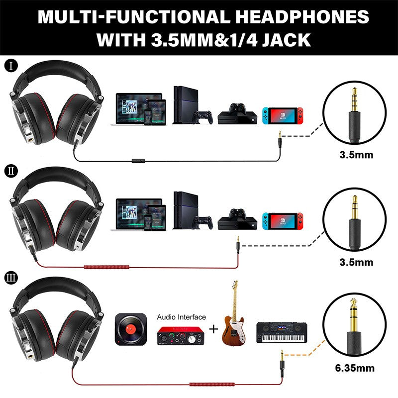 Oneodio auriculares con cable, Pro 10/30/50 Profesional DJ cascos Con microfono, Estéreo de Mezcla y Monitor de Estudio, Auriculares de alta resolución HiFi Over Ear, para PC AMP Teléfono Piano Guitarra