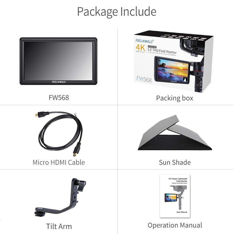 FEELWORLD FW568 V3 pulgadas FW 568 cámara de fotografía 4K 3D Monitor de campo HDMI Full HD vídeo enfoque de pulverización para DSLR sin espejo Sony