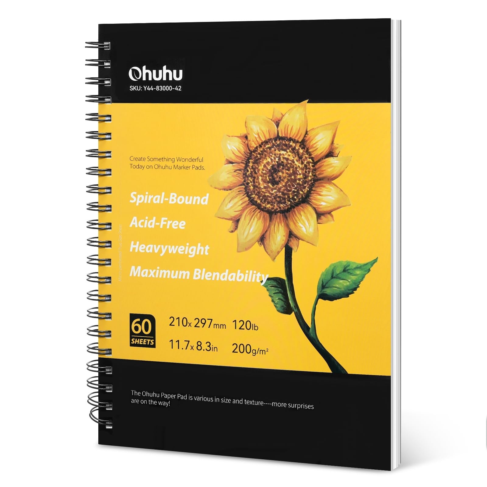 Ohuhu-alfombrilla marcadora encuadernada en espiral para marcadores de Alcohol, cuaderno de bocetos de arte, almohadilla de papel de acuarela, cuaderno de dibujo para marcadores, regalo escolar
