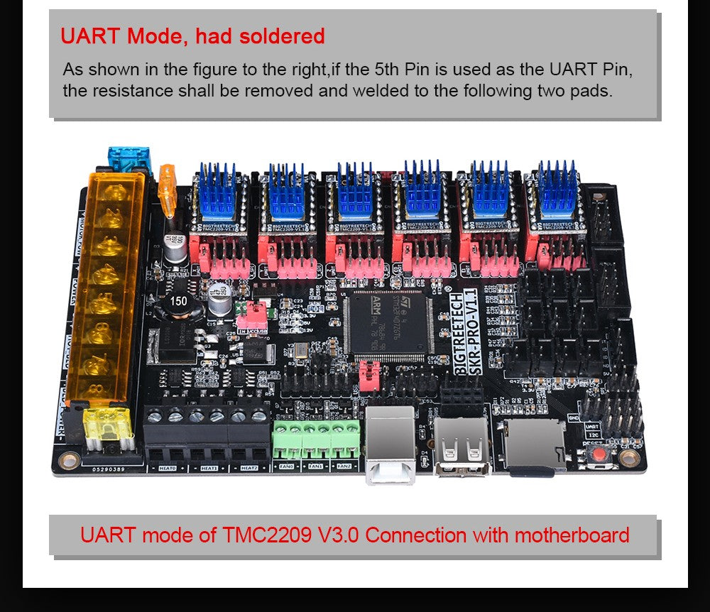 BIGTREETECH controlador de Motor paso a paso TMC2209 V1.3  piezas de impresora 3D TMC2208 para BTT Octopus SKR V1.4 SKR Mini E3 Ender3 V2 Voron 2.4