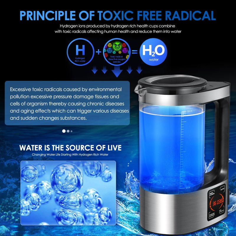 Botella de agua Hervidor eléctrico para el hogar, ionizador de agua rico en hidrógeno, bueno para la salud, electrodoméstico, 110V, 220V, 2L