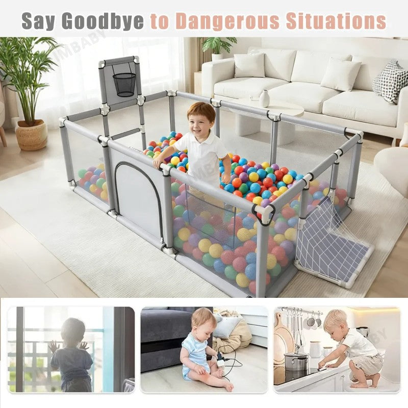 Imbaby Cercadinho para Bebés, Tamaño Grande, Barrera de Seguridad Infantil, Pelotas Secas, Piscina, Malla para Recién Nacidos, Pa