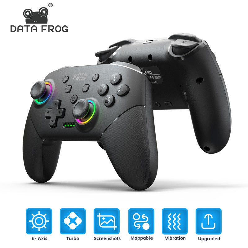 Control Inalámbrico DATA FROG Pro para Switch / Switch Lite / Consola OLED para PC, Joystick con Doble Vibración y Control de Movimiento