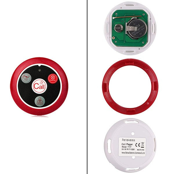 RETEKESS-sistema inalámbrico de llamadas para camarero, buscapersonas para restaurante, receptor de reloj T128, botón de llamada T117, servicio al cliente para cafetería