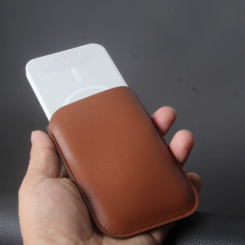 Funda de cuero con funda para banco de energía para iPhone 13, funda para batería externa Magsafe