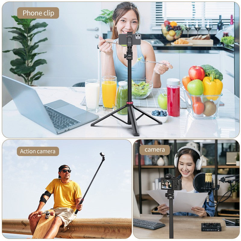 Trípode extensible Ulanzi MT-79 con tornillo de 1/4 pulgadas para cámara DSLR, trípode de micrófono con luz de relleno para teléfono inteligente