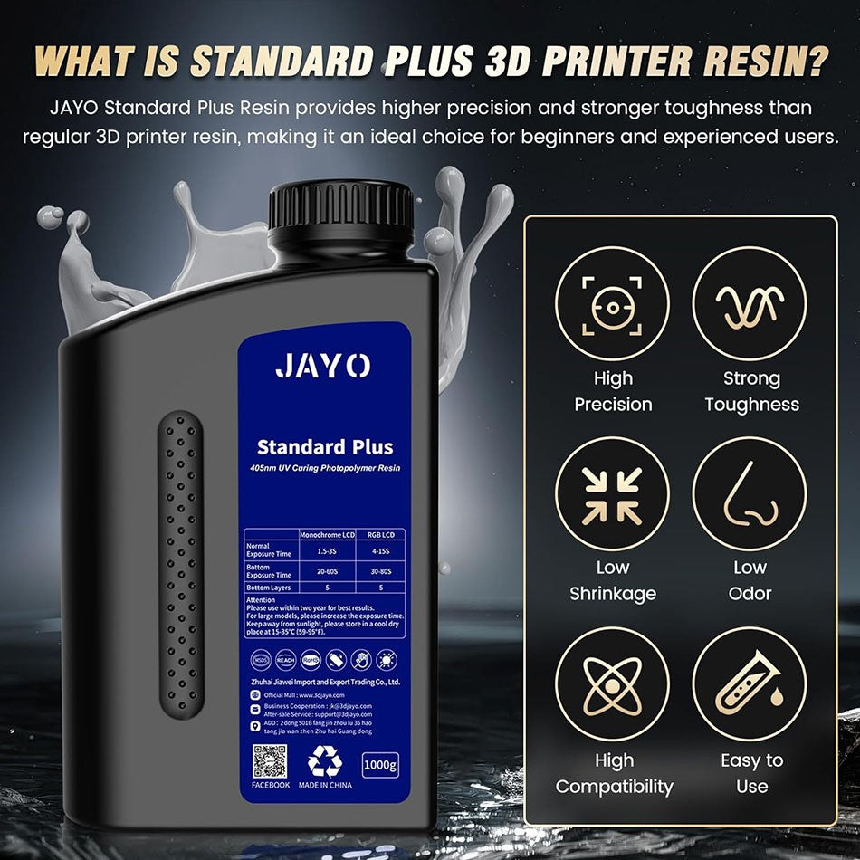 JAYO resina 3D ABS como/como PA/ aunque/alta temperatura/estándar 10KG líquido de curado UV rápido resina UV LCD para materiales de impresora 3D