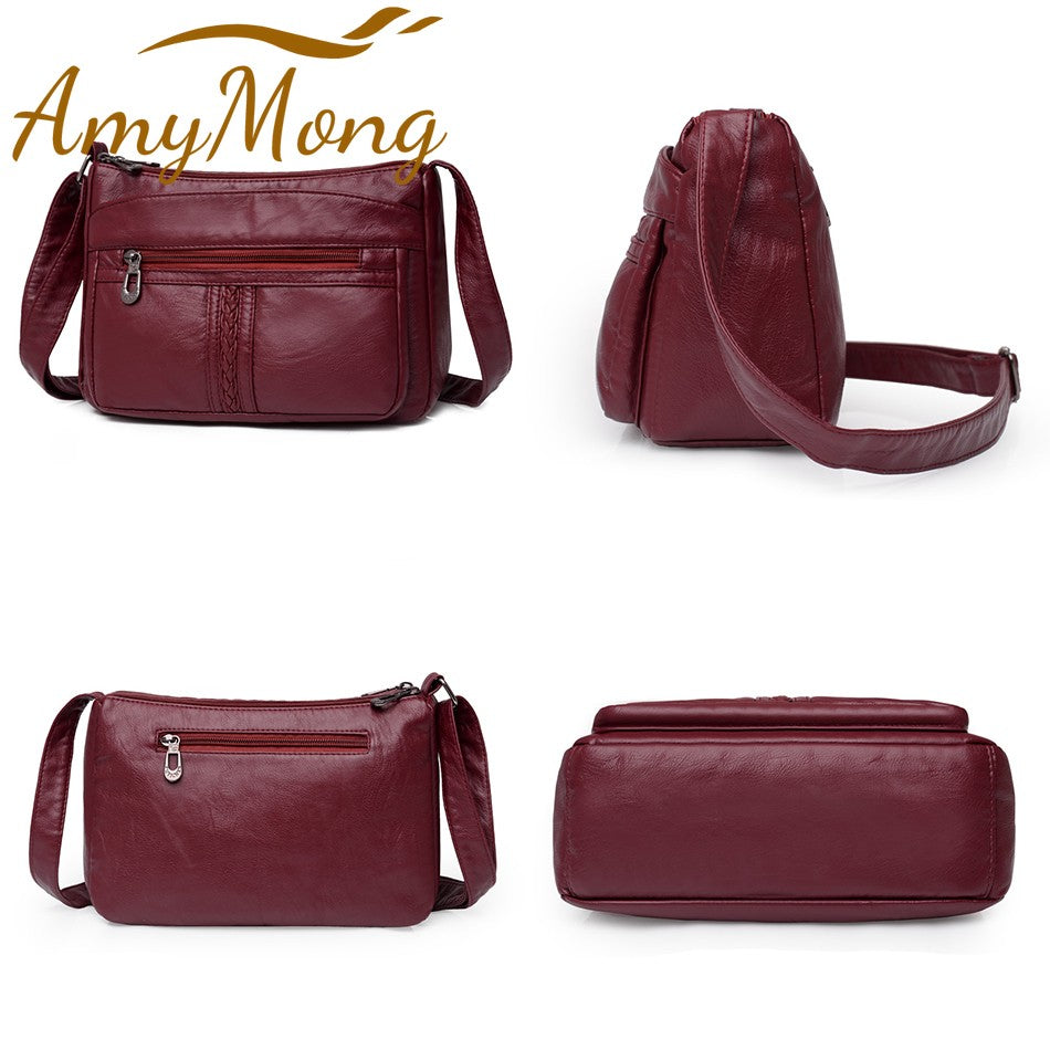 Bolso bandolera de Color liso que combina con todo, bolsos de hombro de alta capacidad para mujer, bolso de mano de piel sintética de alta calidad 2021
