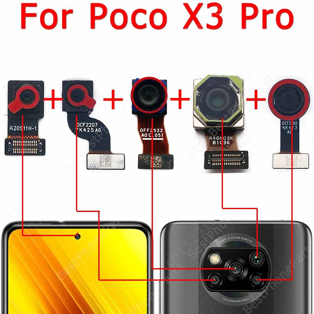 Cámara Frontal y trasera para Xiaomi Mi Poco X3 Pro, módulo de cámara Frontal y trasera, piezas de repuesto de reparación flexible