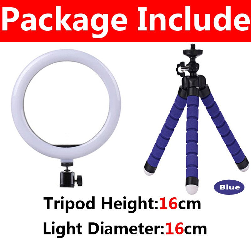 Anillo de luz LED para Selfie, lámpara de relleno de fotografía regulable con Mini trípode para teléfono, Tiktok, vídeo en vivo, estudio fotográfico, 10 pulgadas