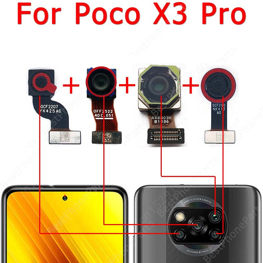 Cámara Frontal y trasera para Xiaomi Mi Poco X3 Pro, módulo de cámara Frontal y trasera, piezas de repuesto de reparación flexible