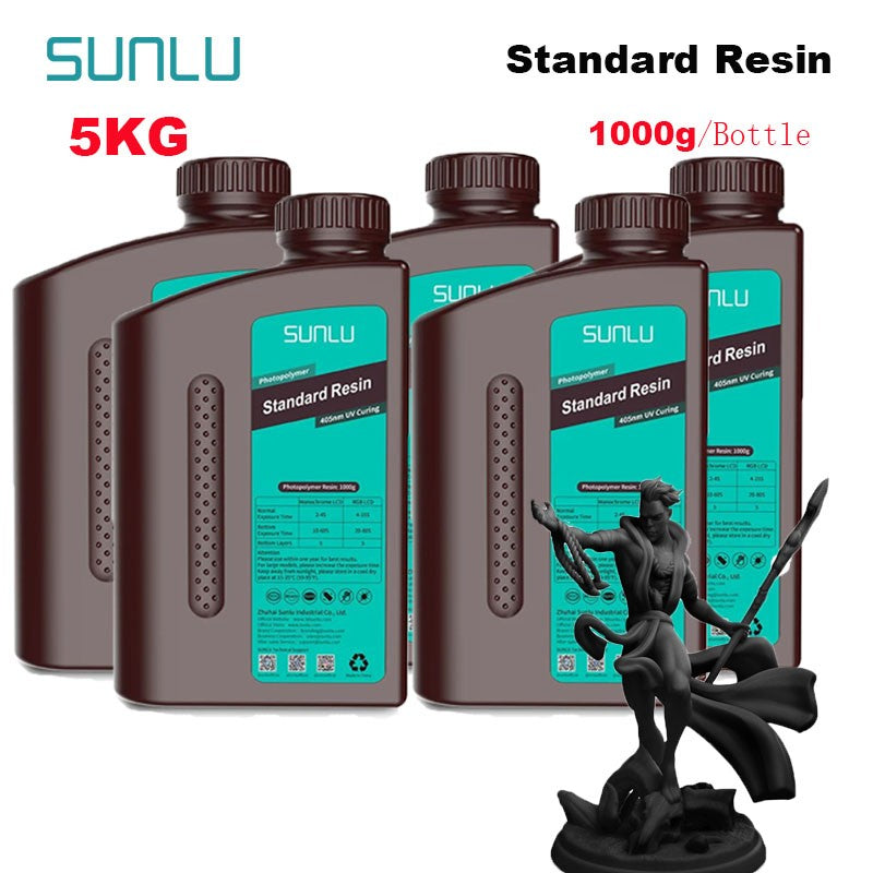 SUNLU 5KG estándar/resina 3D de lavado de agua 405nm resina UV para la mayoría de los materiales de impresora 3D SLA/DLP/LCD sensible a los rayos UV 1kg