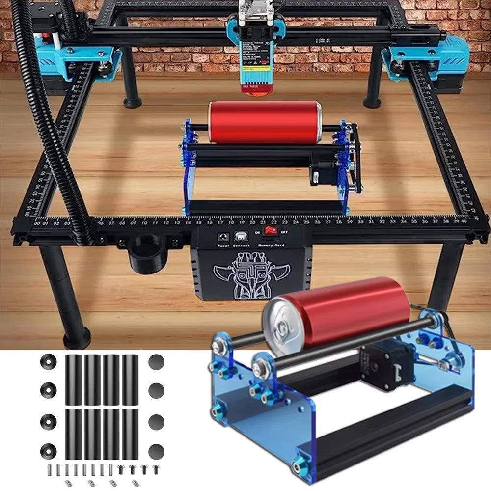 Rodillo giratorio de eje Y para grabador láser TWOTREES 360 °   Reposapiés giratorio y elevable para grabado láser de objetos extra largos y latas