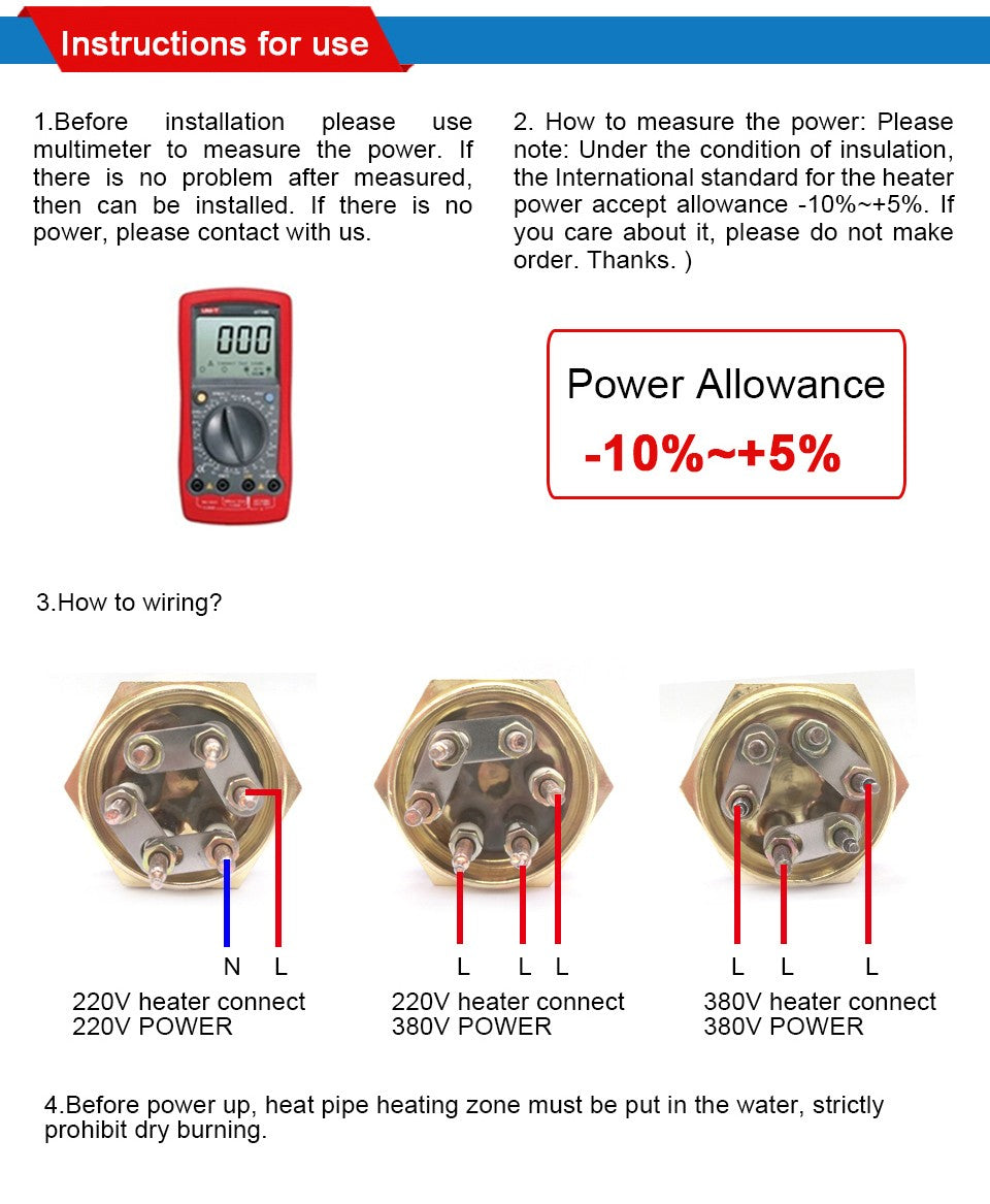 LJXH-elemento calefactor eléctrico Tubular, abrazadera triple para calentador de agua/Caldera, 2 pulgadas (63mm)