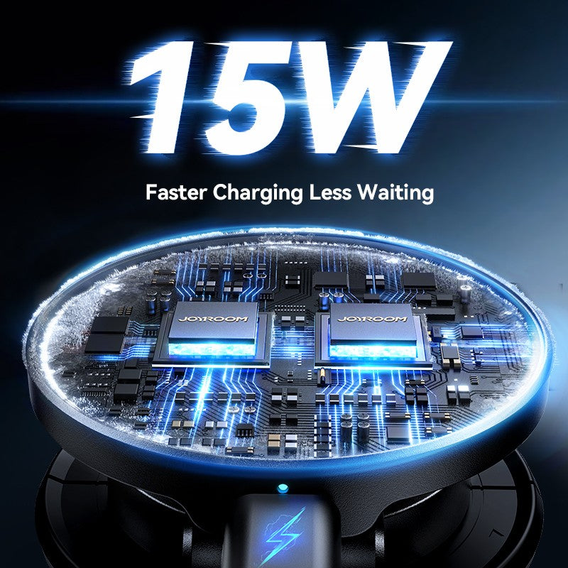 Joyroom Soporte magnético para automóvil N55 Imán fuerte 15W Carga inalámbrica 360 °   Cargador de coche plegable del tenedor del teléfono de la rotación para el iPhone 16