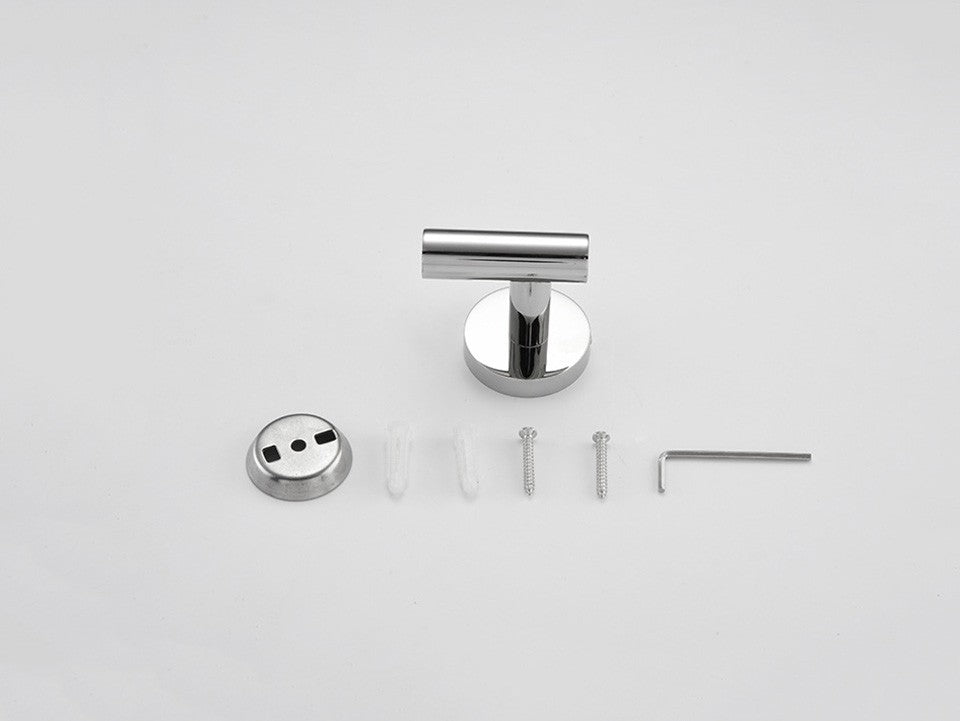 Juego de accesorios de baño con espejo brillante, barra de toalla redonda, soporte de papel higiénico, anillo de toalla, gancho para bata, bricolaje de acero inoxidable