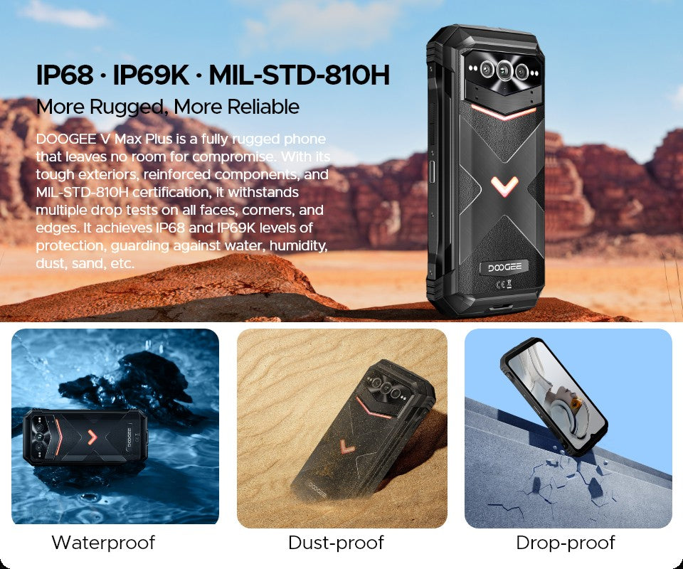 Versión Global DOOGEE V Max Plus 5G teléfono resistente 6,58 "36GB(16 +20) 512GB 200MP cámara AI 22000mAh efecto de iluminación NFC 5G teléfono