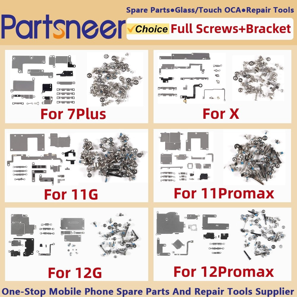 Piezas de repuesto de soporte interno y juego completo de tornillos para iPhone 7 7Plus 8 8Plus X XR XSMAX 11 11PRO MAX 12 12PRO MAX 12Mini