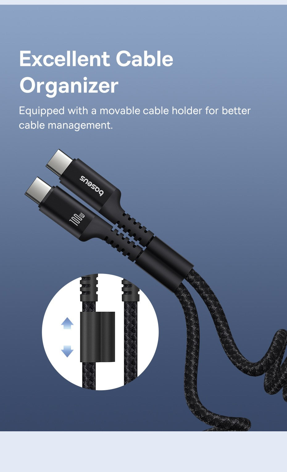 Baseus PD 100W carga rápida con Cable de bobina extensible diseño USB tipo C Cable para iPhone 15 Cable Android retráctil de resorte